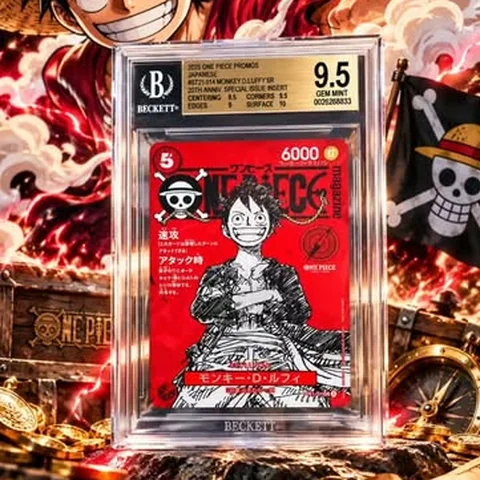 A graded One Piece Luffy card in a slab